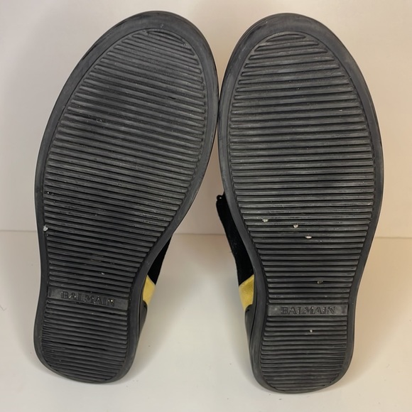 Balmain Black & Gold Lace Up High Top Sneakers 37 W 35 M Suede & Leather… - Picture 9 of 14